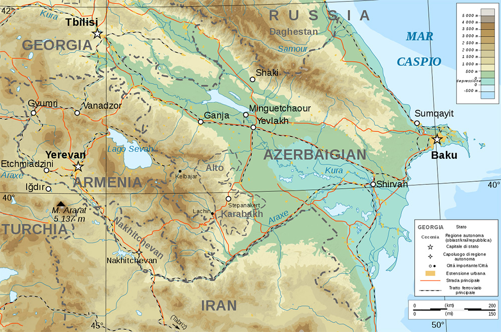 Mappa dettagliata Azerbaigian