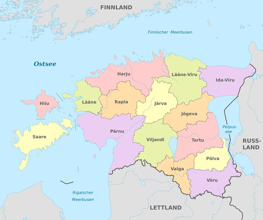 Mappa regioni Estonia