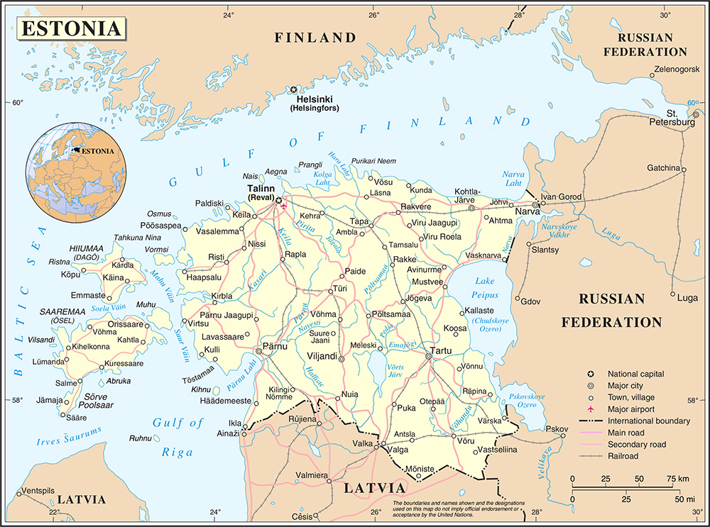 Mappa dettagliata Estonia