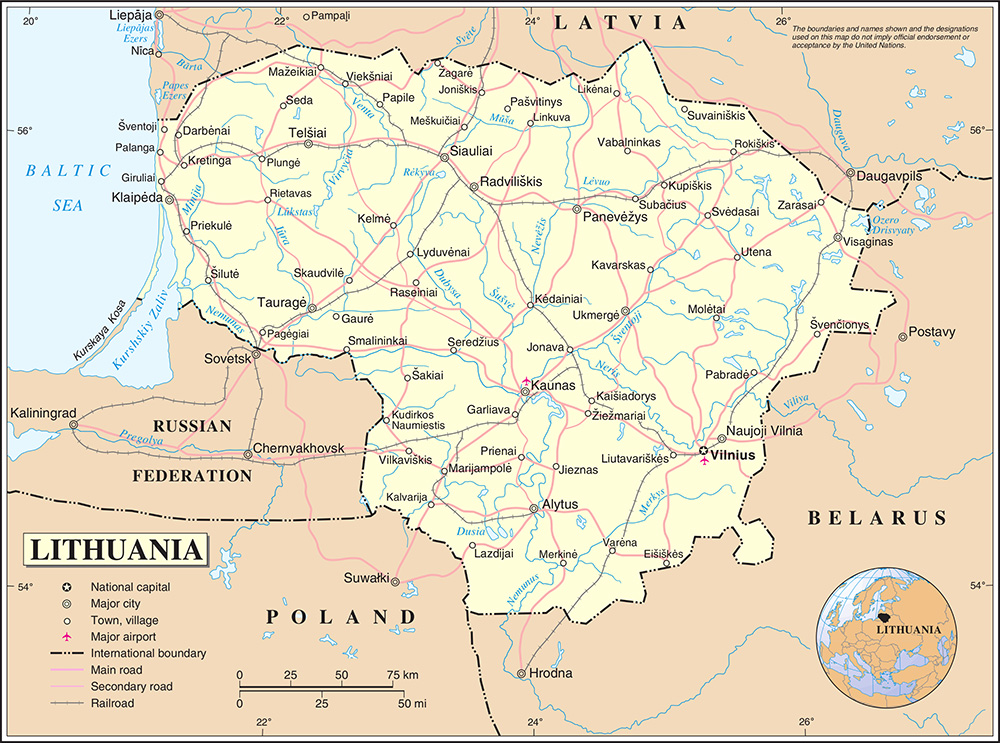 Mappa dettagliata Lituania