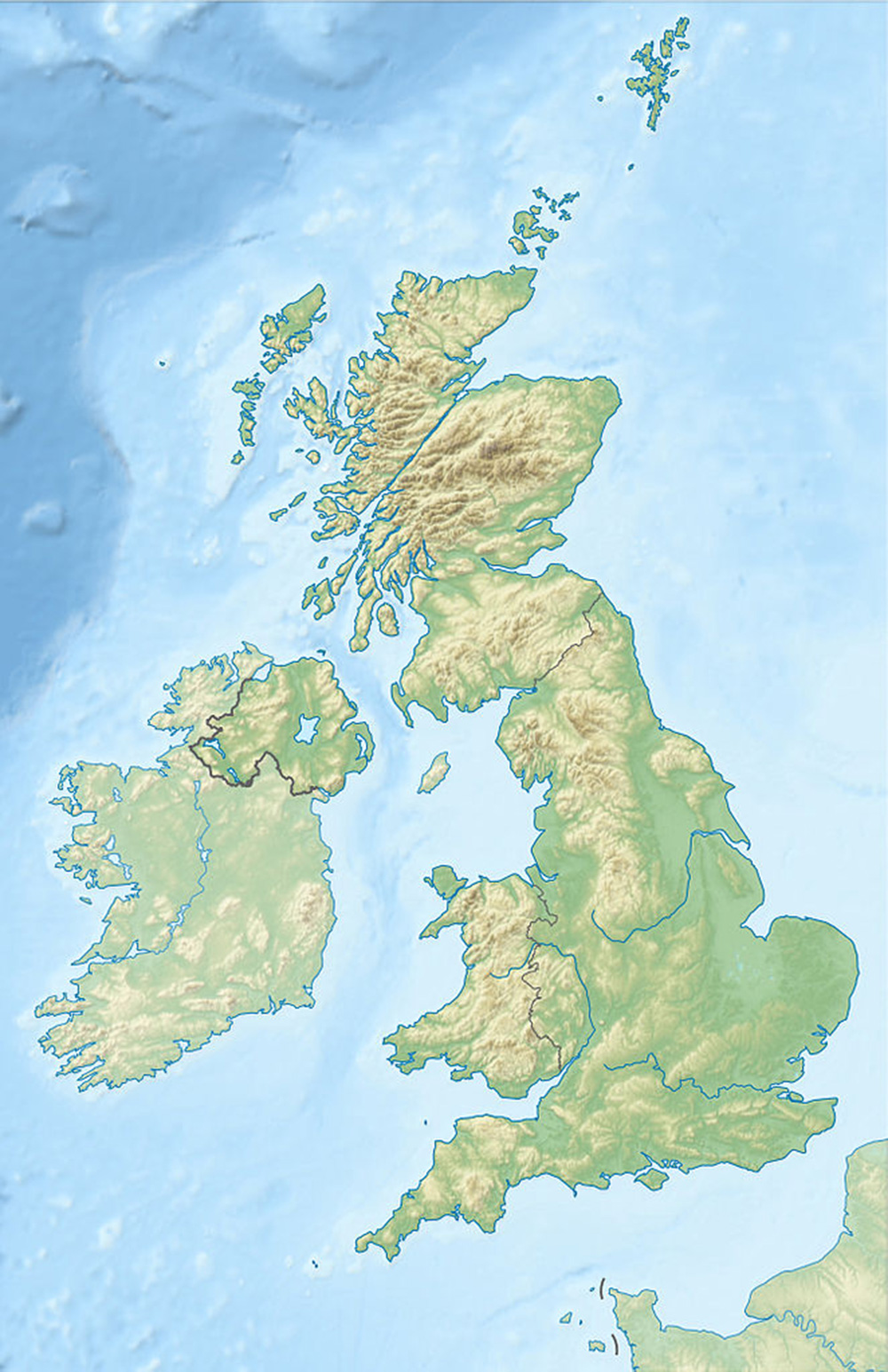 Mappa dei rilievi Regno Unito