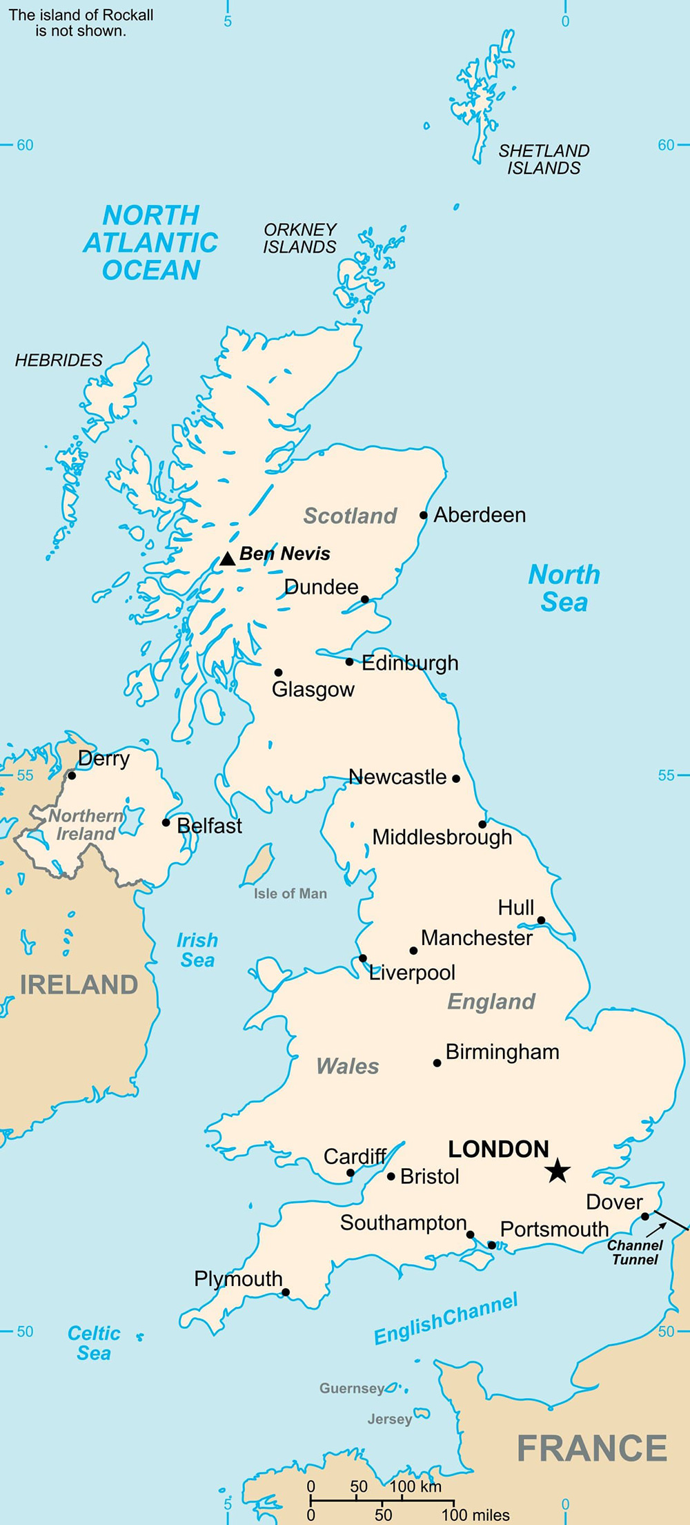 Mappa con le città Regno Unito