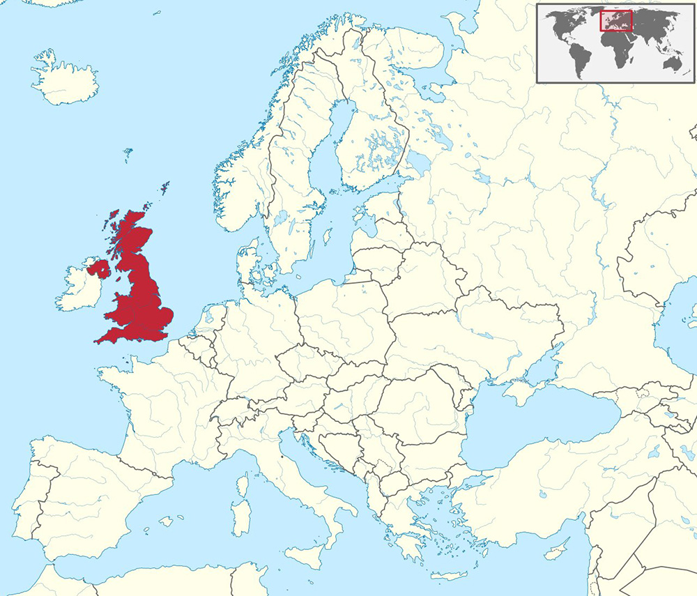 Mappa Regno Unito Europa