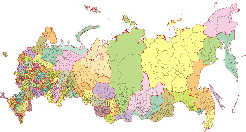 Mappa regioni Russia