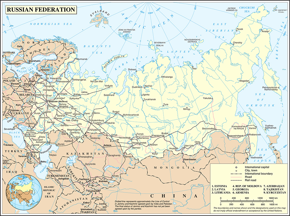 Mappa dettagliata Russia