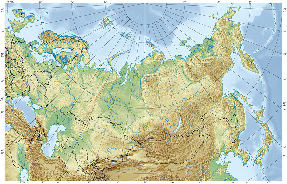 Mappa dei rilievi Russia