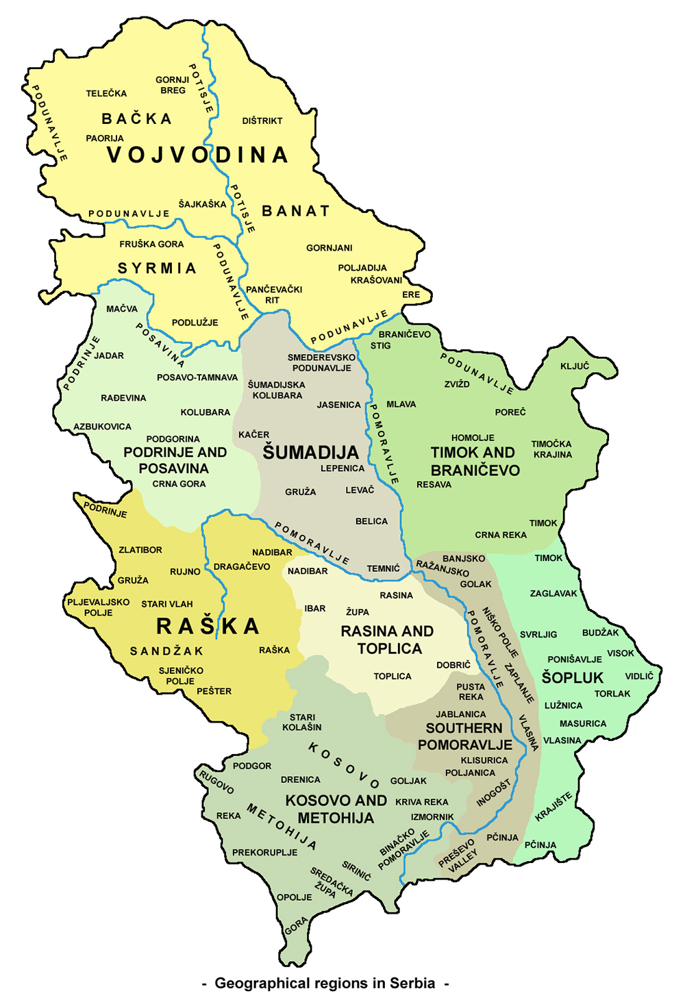 Mappa regioni Serbia